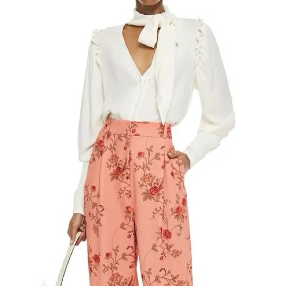 MOTHER OF PEARL ruffle-trimmed crepe blouse